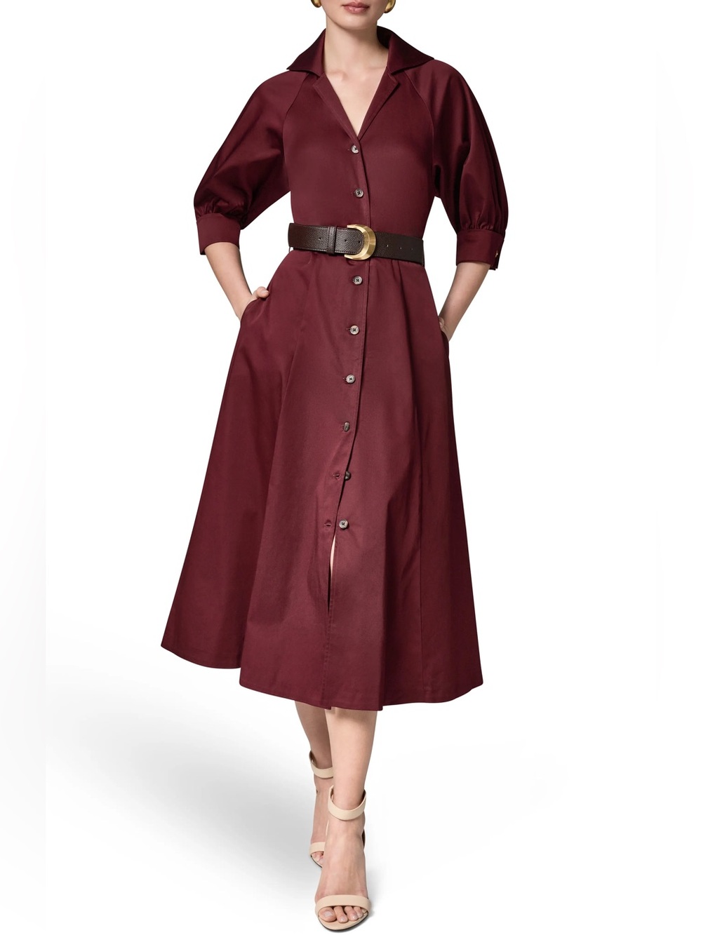 Donna Karan Belted Dress Size 8 Burgundy NWOT